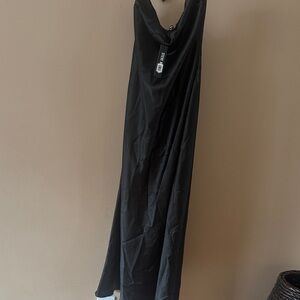 Steve Madden Satin-Look Black strapless Slip Dress
